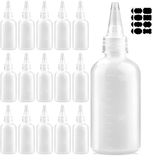 DKBT 16 Stück Quetschflasche 100ml Squeeze Flasche Spritzflasche Dosierflasche Saucenflasche Ketchup Flasche Spenderflasche Squeeze Bottle Soßenflaschen Soßenspender ölflasche Plastik küche