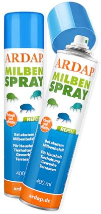 ARDAP Repell Milbenspray 2 x 400ml - Anti Milben Spray - Milbenspray für Matratzen - Milbenspray Hühner - Gegen Milben für Hühner - Milben Stop bei akutem Milbenbefall - Wirkt schnell (PT19)