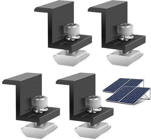 4 soportes de módulo solar de 30 mm, fijación para paneles solares, soporte para paneles solares, soporte en Z, abrazadera ajustable, aleación de aluminio, adecuado para autocaravanas, techos (negro)