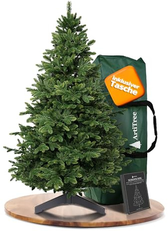 ArtiTree Künstlicher Weihnachtsbaum 210 cm – 100 % Spritzguss Nordmanntanne | Premium Tannenbaum naturgetreu inkl. FSC-Holzständer & Aufbewahrungstasche