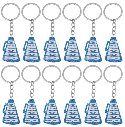 PLIGREAT 12 Stück Bling Cheer Schlüsselanhänger Für Damen Funkelnde Cheer Strass Anhänger Für Cheerleader Rucksack Schlüsselanhänger Charm Zubehör Blau