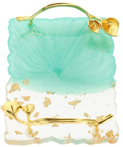 HAMPPLIES Plateau de Vernis à Ongles Antidérapant Vert en Résine et Cuivre pour Manucure, Multifonctionnel et Facile à Nettoyer, pour Usage Cosmétique et Maison
