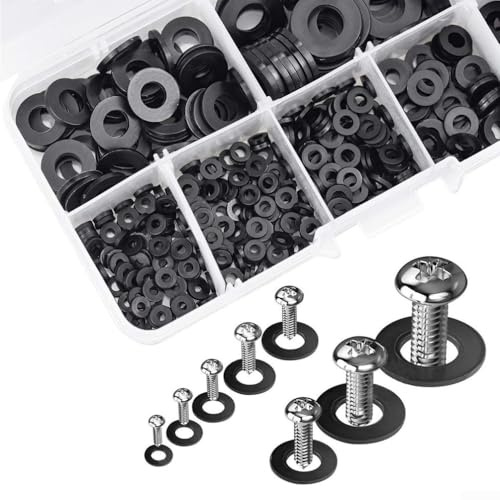 Lot de 500 rondelles plates épaisses en nylon noir pour boulons et vis métriques M2-M10
