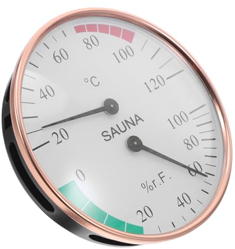 CIYODO Saunathermometer mit Hygrometer aus Aluminium Hitzebeständig Doppelte Temperatur und Feuchtigkeitsanzeige Sauna und Dampfbad Zubehör für Wellness und Zuhause
