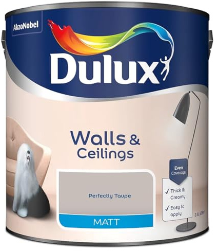 Perfectly Taupe Walls & Ceilings Matt Emulsion Paint 2.5L – Smooth Creamy Finish, Quick Dry, Low VOC, Easy Application for Interior Walls & Ceilings