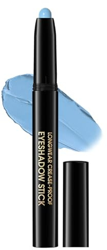 Lidschatten Stift Blau, Matt Blue Eyeshadow Stick, Wasserfest & Langanhaltend Lidschattenstift, Hochpigmentiert Shimmer Crayon Eyeliner Creme, Wischfest & Knitterfrei Augen Make Up Pen, Glatt Textur