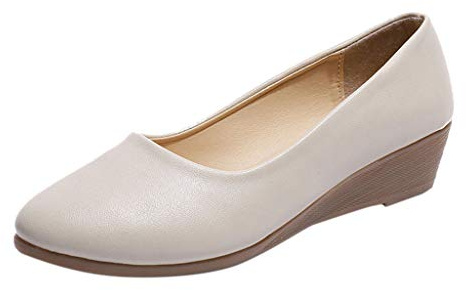 Pumps dam, klassiska ballerina-skor, platta fritidsskor, slip-on, sommarskor, bekväma dansskor, mode, bröllopsskor, andas, slip-skor, lätta tofflor, damer, elegant, platt, läder, Beige, 39 EU