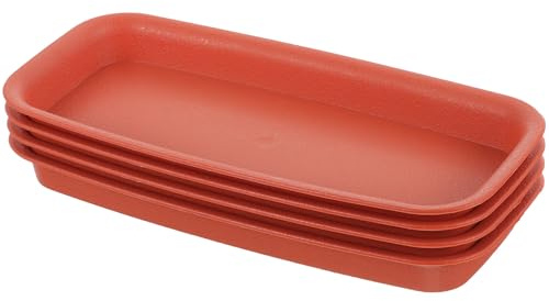 Luxshiny Set da 4 Vassoi per Piante Rettangolari in Plastica, Sottovasi Antigoccia per Vasi di Fiori, Vaschette Raccolta Acqua per Fioriere da Interno e Balcone