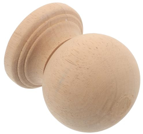 TEHAUX Wood Ball Finial Unpainted Decorative Post Cap for Staircases and Flagpoles Rustic Solid Wood Newel Topper Suitable for Indoor and Outdoor Wooden Railings