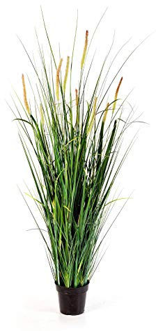 artplants.de Deko Fuchsschwanzgras FEHMI, 8 gelb - braunen Rispen, grün, 140cm - Künstliches Gras - Dekobündel