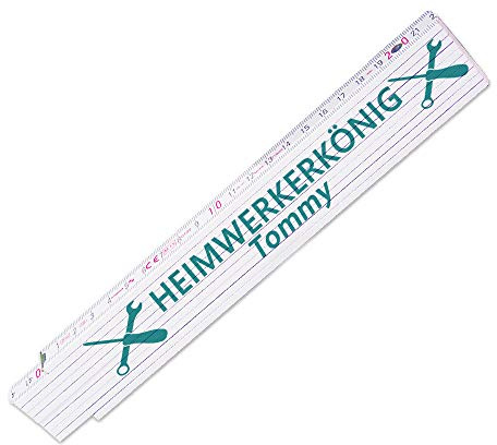 Zollstock mit Namen Tommy und schönem Motiv - HEIMWERKERKÖNIG - für Männer | Metermaß | Glieder-Maßstab mit Namen bedruckt | Viele Namen zur Auswahl