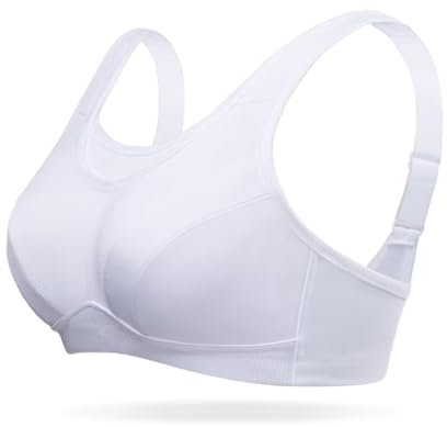 Deyllo Damen Sport BH Große Brüste starker Halt Sport-BHS Ohne Bügel für Fitness Joggen Lauf Yoga (Weiß, 90F)