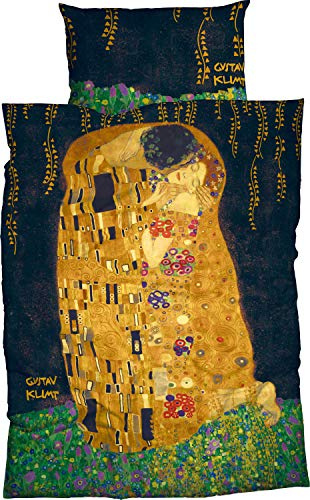 Goebel Bettwäsche Der Kuss Satin aubergine-Gold Größe 135x200 cm (80x80 cm)