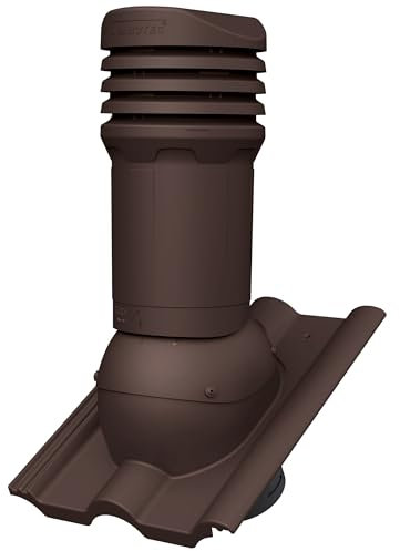 Parotec Entlüftungskamin DN 125 mm passiv für Braas - Frankfurter, Benders - Mecklenburger, ProDach - Doppelrömer Dachziegel Dachentlüftung, Abluftrohr, Lüftungshaube (RAL 8017 - Braun)