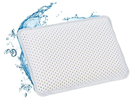 Relaxdays Badewannenkissen, Badekissen mit 8 Saugnäpfen, Spa, Wannenkissen für Kopf & Nacken, 19 x 28,5 x 5,5 cm, weiß