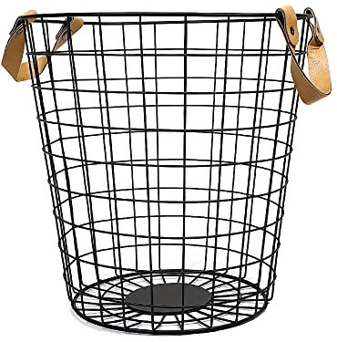 QUVIO Wäschekorb, Aufbewahrungskorb, groß, rund, Stahlkorb