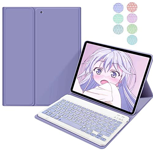 QYiiD Funda con teclado para iPad Mini 5/Mini 4, 7 colores, teclado inalámbrico Bluetooth para iPad Mini 3/2/1, funda magnética inteligente con portápices, color morado
