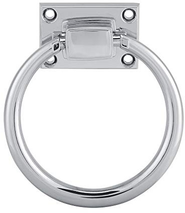 Ziehring, 111x56x38MM Glänzend Silber Edelstahl Drop Pull Ring Holz Türklopfer Stuhl zieht Griff mit Befestigungsschraube