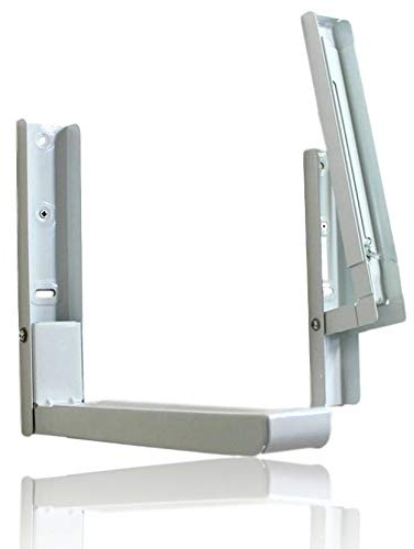 Bayli Support pour micro-ondes extensible 31-47,5 cm - Charge maximale : 40 kg - Support pour micro-ondes - Étagère de cuisine - Support pour mini four avec matériel de montage - Fixation murale -