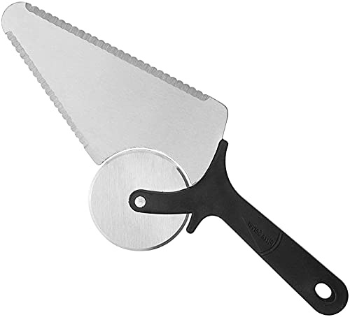 Innovative 3-in-1 Pizza Cutter, Slicer and Server-Ultra-Sharp Stainless Steel Wheel Blade-Suitable for Home or Restaurant Bread, Pies, Pastries, Dough