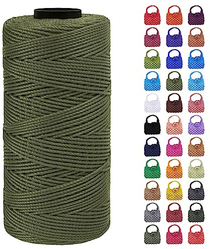 LEREATI Makramee Garn Geflochten 1.5mm x 200m Bunt Schnur für Armbänder Faden Zum Perlen Auffädeln, Macrame Cord 1.5mm für Basteln, Knüpfen, Dekoration, Borsa Crossbody (Dunkles Armeegrün)