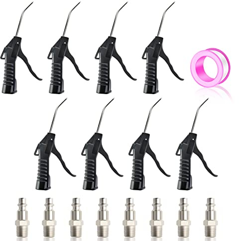 MEANLIN MEASURE 8 PCS Pistol Grip Air Blow Gun With 1/4 Nickel-plated Iron Air Plug For Air Compressor Home Garage Store Industrial
