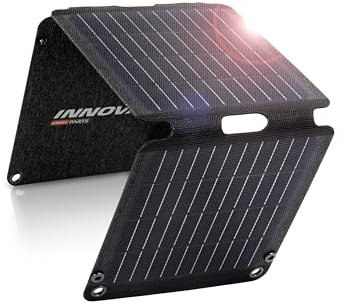 Innovate Panel Cargador Solar Portátil 21W 5V 3 Amp. Máx. con Conexión USB Tipo C-A. Placa Solar Plegable e Impermeable. Perfecto para Acampadas, Trekking, Senderismo, Playa, Montaña…