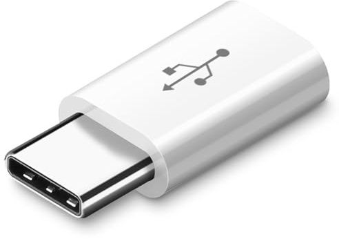 RUITEXUN Adaptador micro USB hembra a USB-C macho, conector de conversión para carga y transmisión de datos (blanco)
