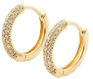 AMDXD Au750 - Orecchini a cerchio da donna, in oro giallo 18 carati, in stile Liberty, Oro giallo 18 carati (750), Moissanite