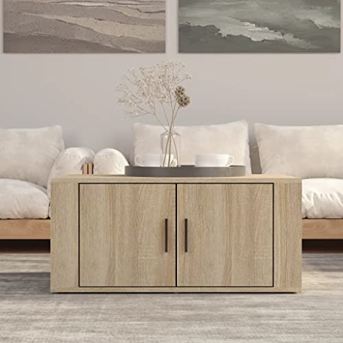 AUVYI Couchtisch Sonoma-Eiche 80x50x36 cm Holzwerkstoff Sidebord Center Table Beistelltisch Rechteckig Salontisch Kaffeetisch Möbel Holz Cautschtisch Wohnzimmermöbel Wohntisch