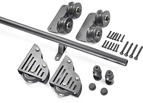 3,3 Fuß bis 20 Fuß verschiebbare Bibliotheksleiter-Hardware-Kit, Rollleiter-Hardware-Bibliotheks-Schiebeleiter-Hardware-Kit, mit Bodenrollenrädern (ohne Leiter) (Größe: 10 Fuß/300 cm Schiene