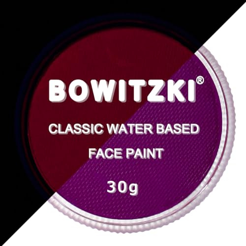 Bowitzki Vernice professionale per il viso a base d'acqua pittura viso trucco sicuro per bambini adulti torta divisa tinta unita 30g per Halloween, Natale, festa (Viola neon)