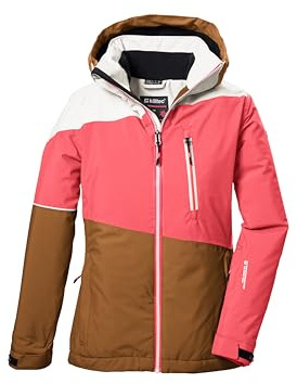 killtec Mädchen Skijacke/Funktionsjacke mit Kapuze und Schneefang KSW 331 GRLS SKI JCKT, neon-coral, 176, 42091-000