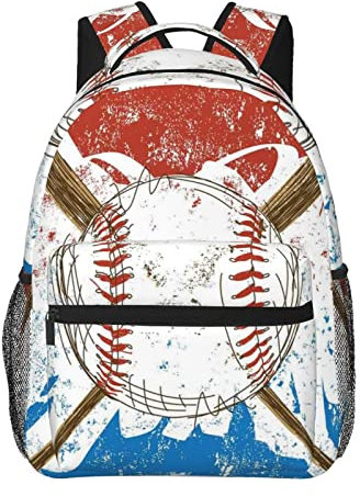ObabO Hand Drawn Baseball Bats And Ball Light Leisure Backpack,Laptop Backpack,Travel Bags,Multi-Purpose Backpack,Unisex,Portable,Comfort