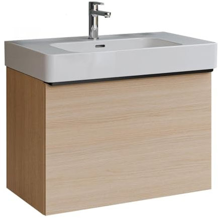 DURAVIT Badmöbel-Set Soleil 80 cm bestehend aus Waschbecken und Unterschrank mit einer Schublade, Waschbeckenunterschrank in Eiche Natur, Waschtisch in Weiß- Ideal für Gäste-Bäder