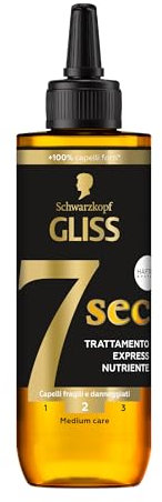 Schwarzkopf Gliss 7 Sec Trattamento Express Nutriente 200ml, Trattamento capelli con HAPTIQ System e Olio di Marula, Prodotti per capelli fragili e danneggiati