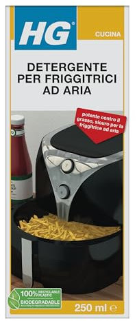 HG Detergente per Friggitrici ad Aria, Potente Sgrassatore, Pulitore di Depositi, Rimozione dello Sporco, 250 ml