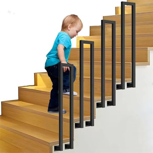 YCZHD Nordic Seitlich Montierte Geländer,U-förmige Geländer Treppe,Einfache Zäune,Loft Innenhaushalt Innen Einfache Selbstinstallation Duplex Treppengeländer (Size:U 95cm,Color:Schwarz)
