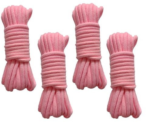 4 Rouleaux Corde en Coton Doux, Épaisseur 8 mm Longueur 10 m, Cordon torsadé épais Multifonctionnel, pour Le Camping, Le Jardinage, Le nautisme, Le tir à la Corde, Les Animaux, l’Escalade(Rose)