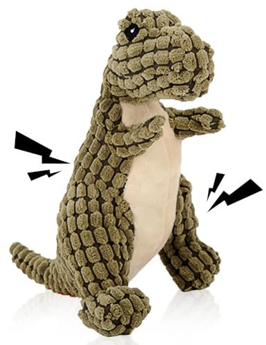 Topbashgo Bissfester Robuster Dino, Hundespielzeug Unzerstörbar, quietschendes Hundespielzeug, Kauspielzeug für mittlere und große Hunde zum Spielen (grün, 20cm)