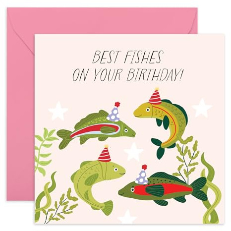 Lustige Fisch-Geburtstagskarte für Damen und Herren – Best Fishes – humorvolle Geschenke für Freunde, Kollegen, Kollegen, Bestie, BFF, Mutter, Vater, Bruder, Schwester, Angelliebhaber, Bootfahren –