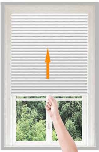 Window Shades Pull Down No Drill Stick On Cut to Size Temporary Blinds | Non-Woven,Semi Sheer,No Drilling,Self Adhesive,No Screw,Pleated Blind for Bedroom Kitchen Bathroom Windows Patio French Door