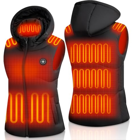 XINSONYUELL Chaleco calefactable para mujer con banco de energía, 16000 mAh, 7,4 V, chaleco térmico para mujer con 15 zonas de calentamiento, 3 niveles de temperatura, chaleco térmico para deportes al