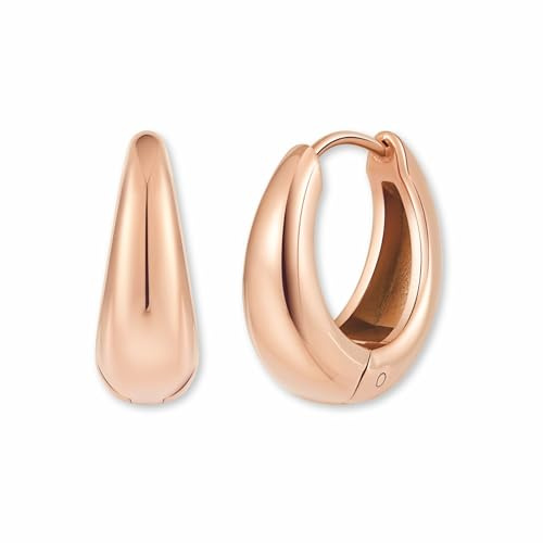 Creolen Edelstahl Damen | Chunky Kreolen in 18K Gold, Roségold oder Silber | Mini Hoop Ohrringe (18 mm) - Wasserfest & Hypoallergen