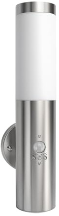 EXTRASTAR Outdoor Wall Light with Pir Motion Sensor, IP44 Waterproof Stainless Steel Outside Wall Lamp, E27 Fitting for Garden Patio Hallway