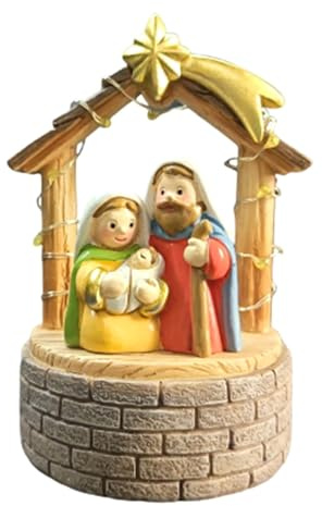 Wsdsgz Presepe con Sacra Famiglia e Stalla in Resina Decorazioni da Tavola di Natale Per Interni Vacanze Casa Centrotavola Sculture Presepe Natalizio