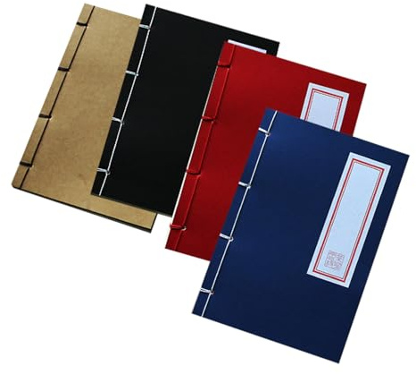 NUOBESTY 4 Pièces Cahier d'école petit carnet de notes Cahier de bureau livret vintage blocs-notes portables Carnet de style chinois bloc-notes