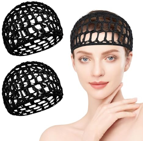 2 redes para el cabello para dormir, gorras de malla de ganchillo para prensa de seda, protección de cabello rizado y peluca, gorros suaves y reutilizables para mujer, correa de elevación para mujer