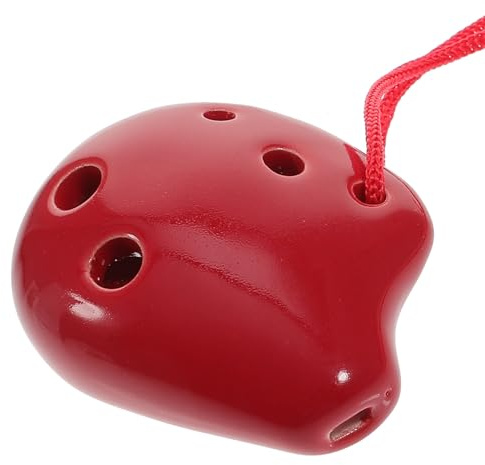 YARNOW 2 Stück Okarina für Anfänger aus Keramik mit 6 Löchern Rot Inkl Trageband und Notenblatt für Musikliebhaber und Kinder Zufällige Farbe