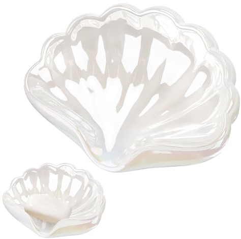 Yooyan Seifenschale mit Ablauf Keramik – rutschfeste Seifenablage mit Perlmuttschimmer, moderne für Bad, Dusche, Waschbecken & Küche, soap dish, seifenschale mit ablauf keramik
